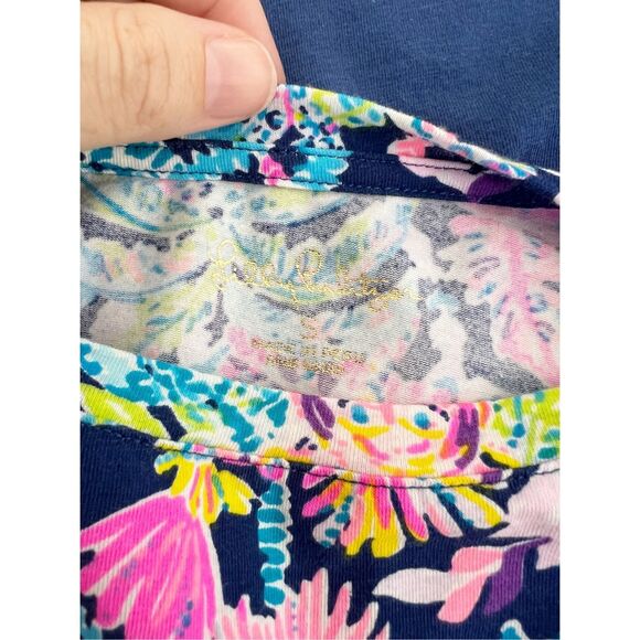 Lilly Pulitzer Womens Oyster Bay Navy Seen And Herd Finn Top Shirt Small - Picture 4 of 6